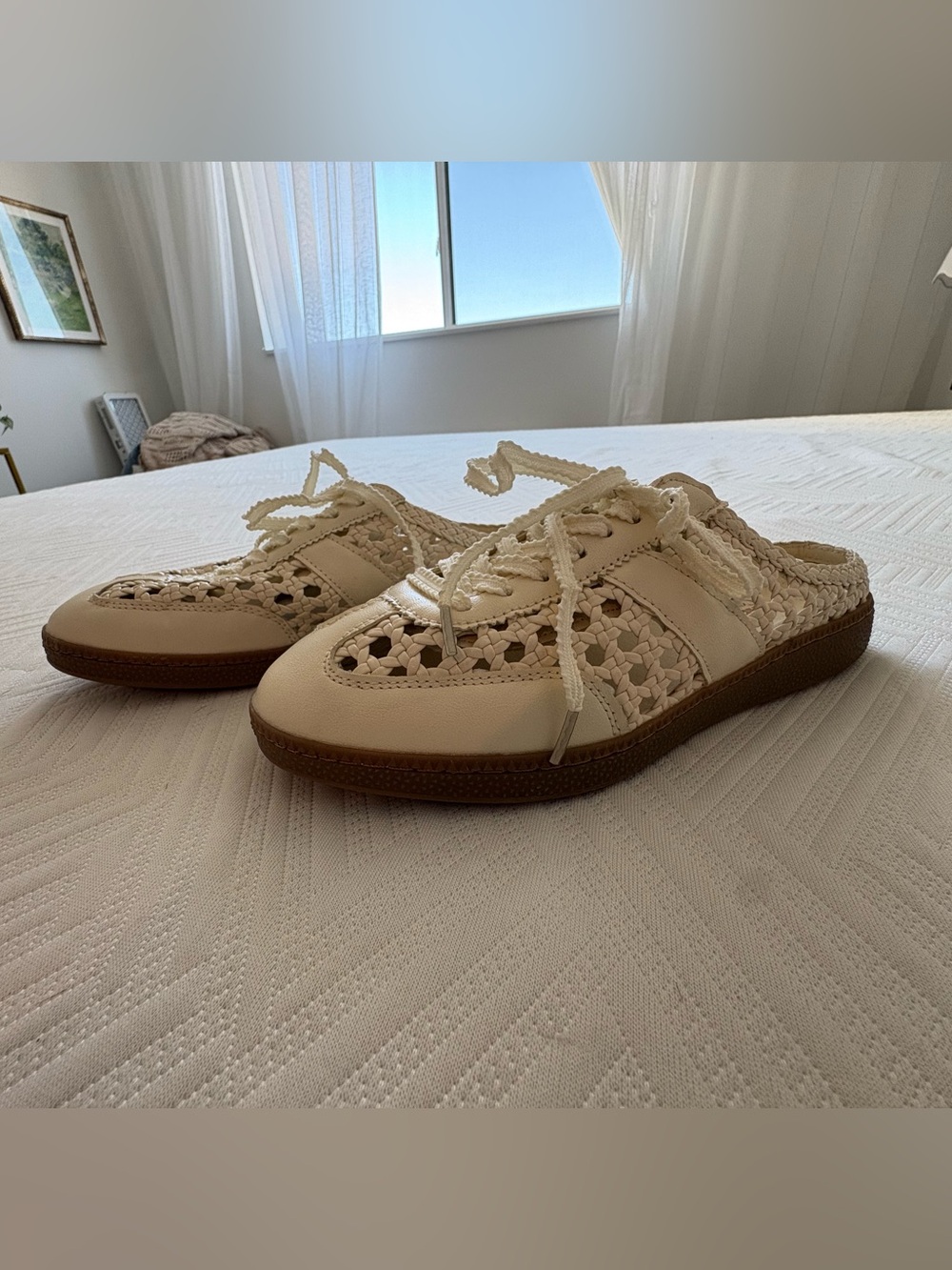 CAMILA COELHO Lace-Up Women's Sneaker Slides in Cream